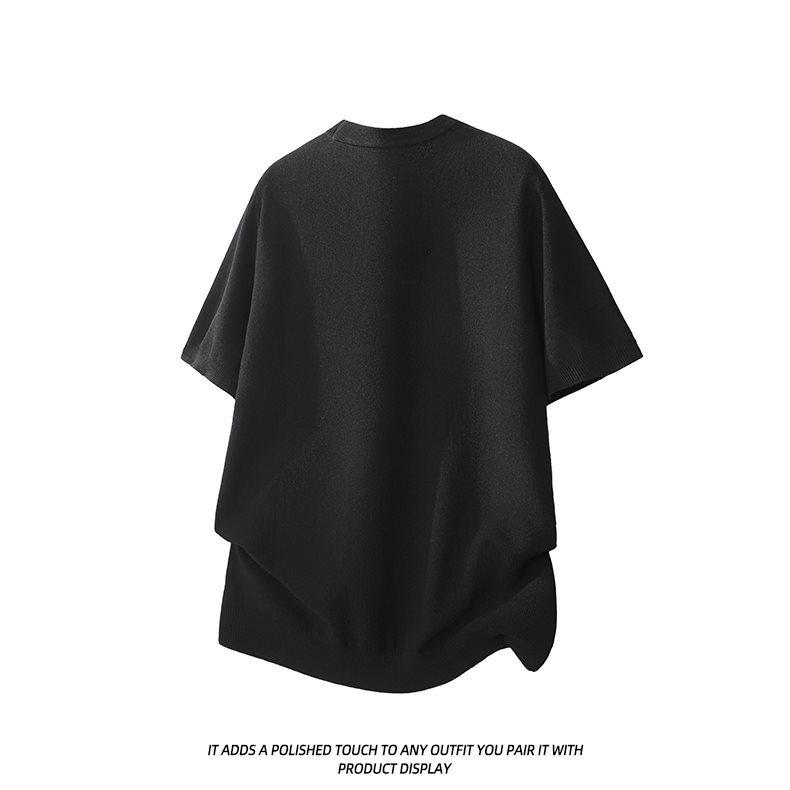 2026 Japanese Style Men's Trendy Loose Knit Short Sleeve Summer Top