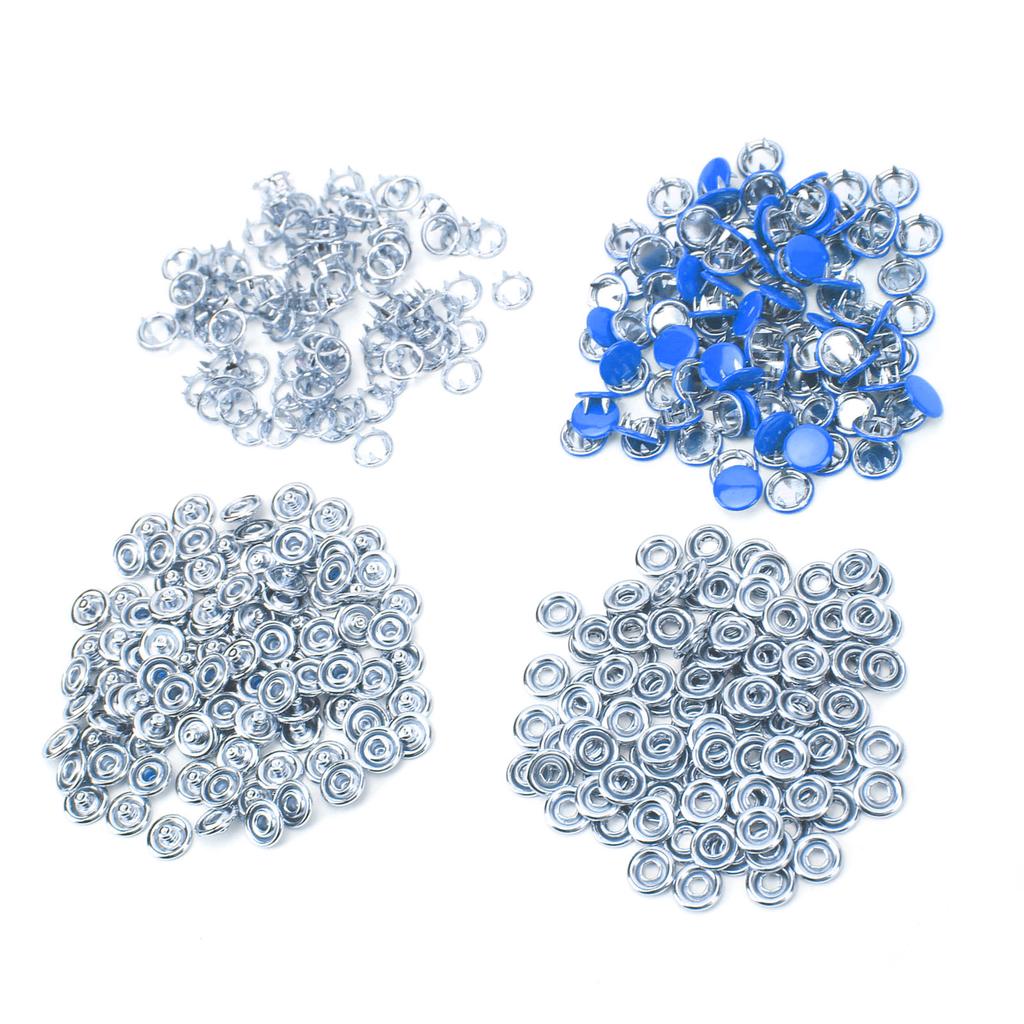 100 Set Snap Button Colorful Brass Prong Press Stud Sewing Fasteners with Installation Tool