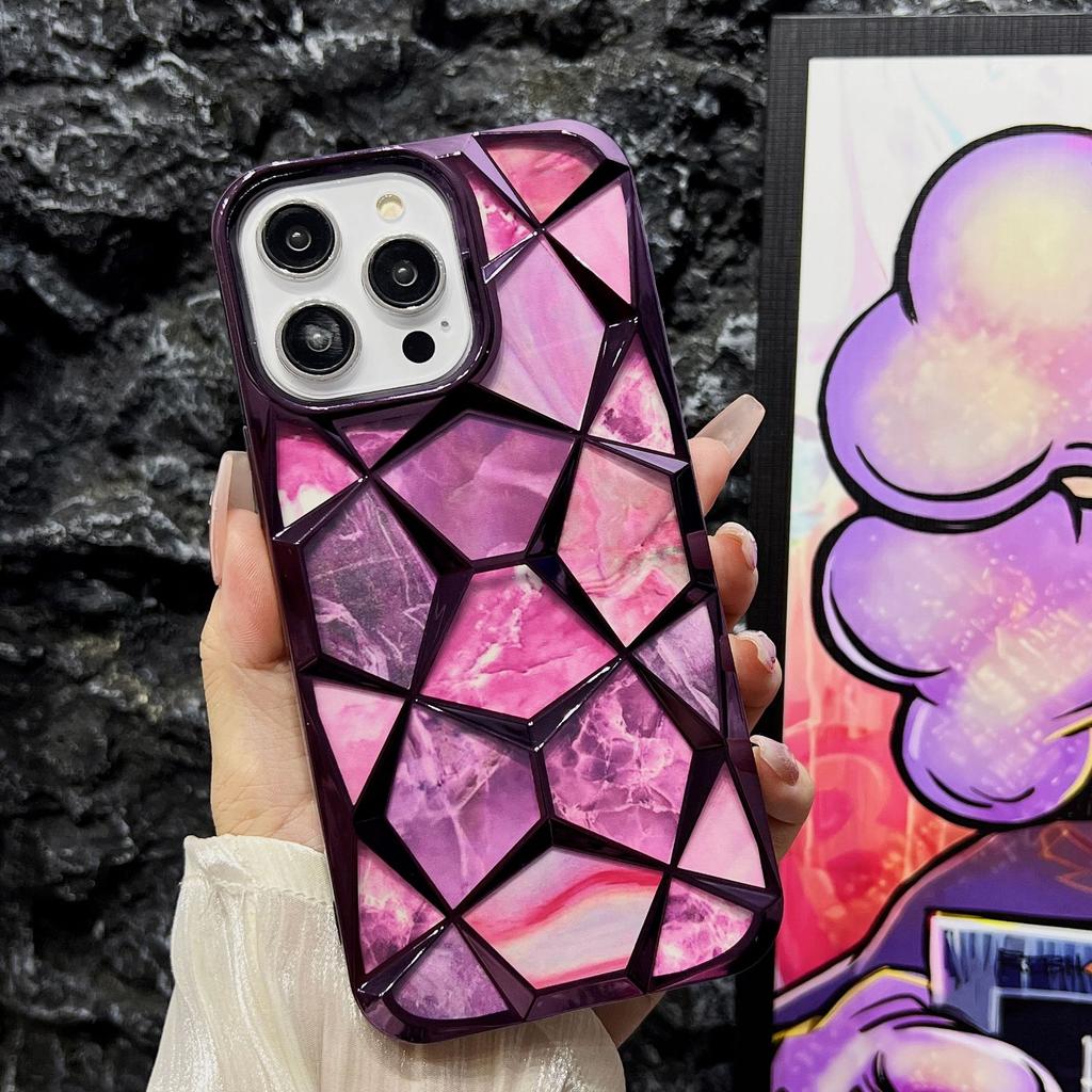 Applicable to iPhone15 electroplated marble mobile phone case Apple 14promax water cube 13 anti-drop 12 protective case