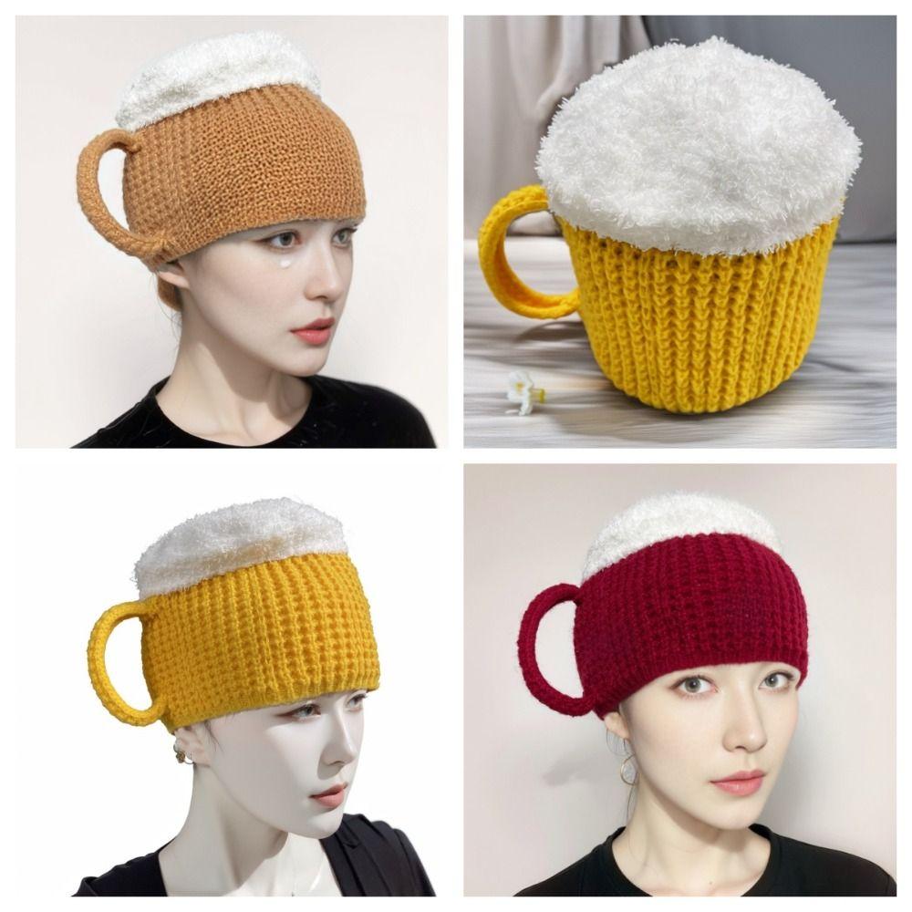 New Beer Lovers 3D Beer Cup Hats Ear Warm for Women Men Winter hat Christmas Gifts New Year Party Pullover Cap