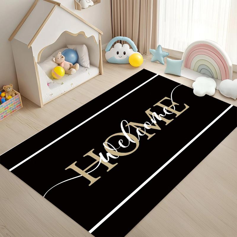 

Modern HOME Welcome Rug Black Gold Entryway Doormat NonSlip Easy Clean Stylish Decor Carpet for Living Room Bedroom Pet Friendly 40X60cm