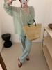 Relaxed Lightweight Summer Striped Knitwear: Women's Long Sleeve Loose Sun Protection Pullover Top