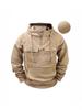 Men's American Retro Fleece Hooded Sweatshirt - Autumn/Winter Multi-Pocket Pullover Jacket
