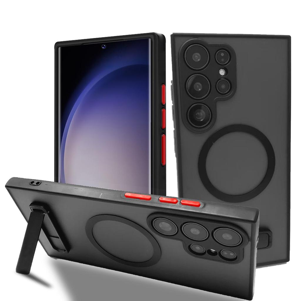 UYUXIO Translucent Magnetic Mobile Phone Case with Kickstand for Samsung Galaxy S26 S25 Ultra S24 S23 FE S22 Plus Stand Cover