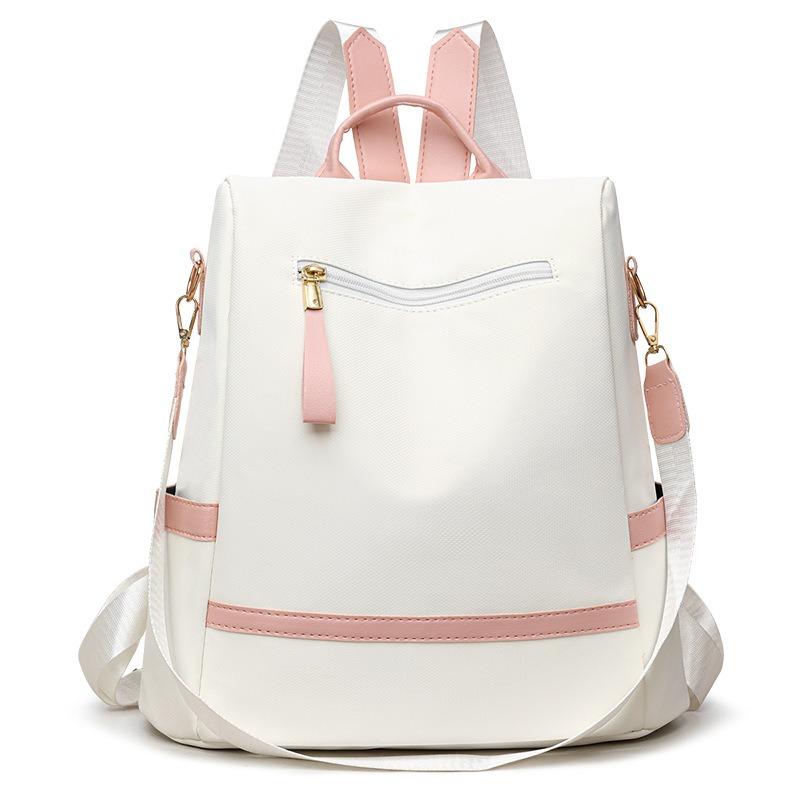 Anti-theft Backpack Female Color Contrast Large Capacity Backpack Casual Ladies Fashion Bag