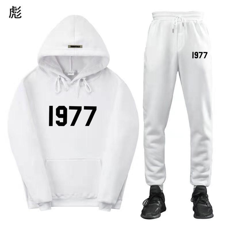 1977 Alphabet Men's and Women's Hoodies ESSENTIALS Double-line FOG Trendy High Street Loose Fleece Sweater Set
