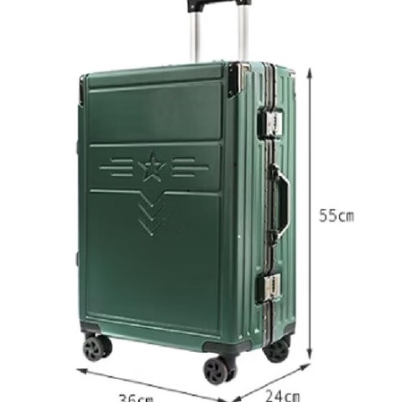 BARACKJIE Military Green Aluminum Frame Spinner Luggage