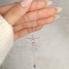 2pcs/set Zircon Heart Pendant Necklace Crystal Angel Wing Collarbone Chain for Women Girl Aesthetic Jewelry Long Chain
