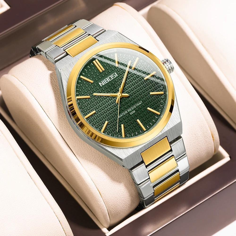 NIBOSI Men Watch Stainless Steel Luminous Luxury Watches For Men Waterproof Casual Sports Quartz Watch