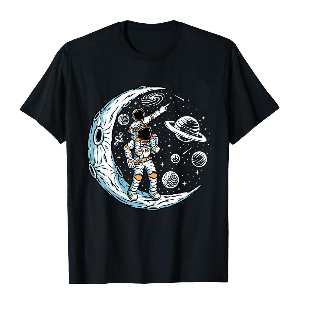 100 Cotton Astronaut Unicorn Planet Alien Space Moon For Men Women Black TShirt Graphic Harajuku Fashion Tee T Shirt XS5XL