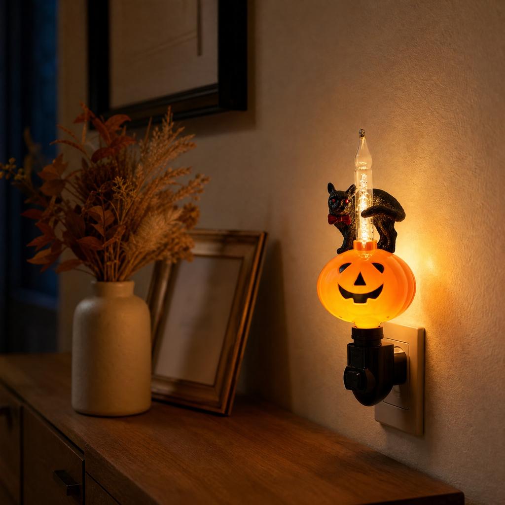 Halloween Pumpkin and Night Light for Seasonal Home Decor
