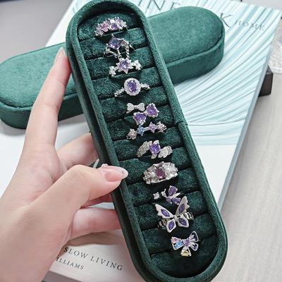 Mädchen Süßer Und Romantischer Lila Diamant Schmetterling Offener Ring, Frau Kalter Wind Stapelbares Tragen Freundin Ring, Personalisierter Schlichter Ring