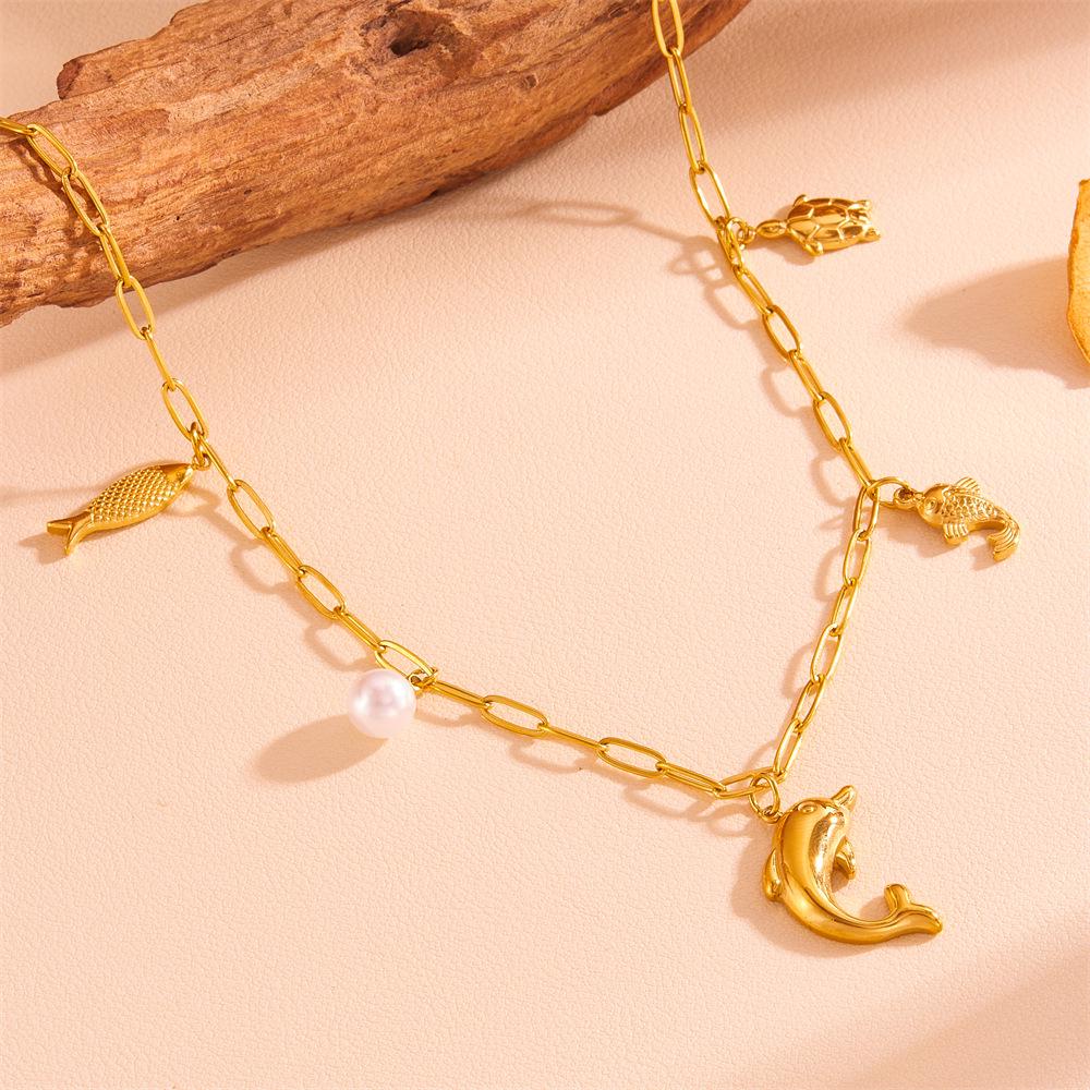 Summer Ocean Beach Marine Life Pearl & Shell Pendant Necklaces - Colorfast & Stylish