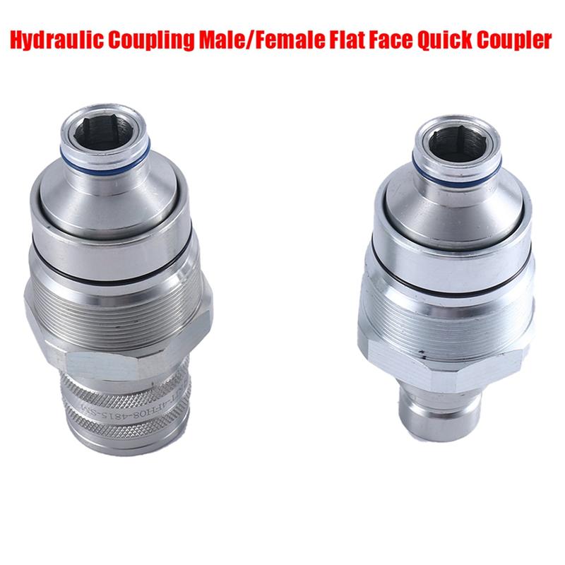 A16P-Male Female Flat Coupler Kits Hydraulic Quick Coupler For Bobcat Kubota Tractor Excavator Loader 7246802 7246799