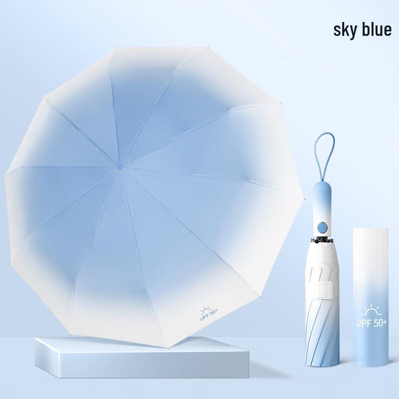 PULIAN Gradient Sun and Rain Folding Umbrella