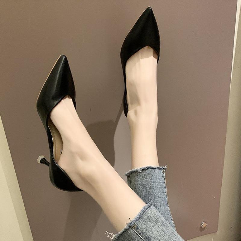 Pointed High Heels Solid Color Single Shoes