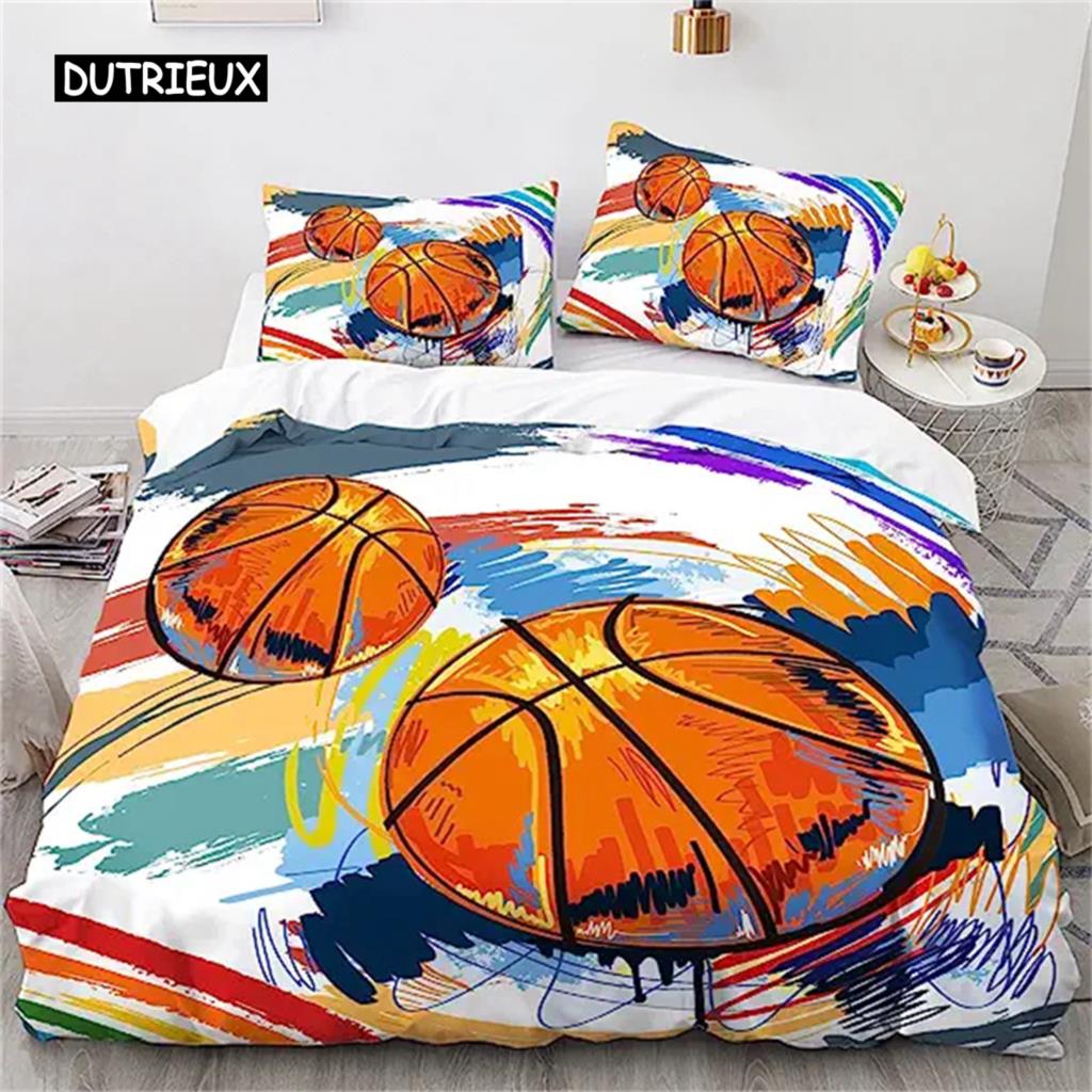 

Пододеяльник детский баскетбольный комплект постельного белья крутой спортивный тематический пододеяльник для мальчиков подростков подарки пододеяльник для украшения спальни EU single(135x200cm)