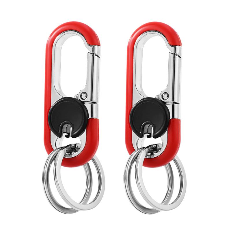 Men Keychain Hook Stainless Steel Buckle Bottle Opener Carabiner Climbing Tool Double Ring Car Fishing Key Ring Car Accessories
