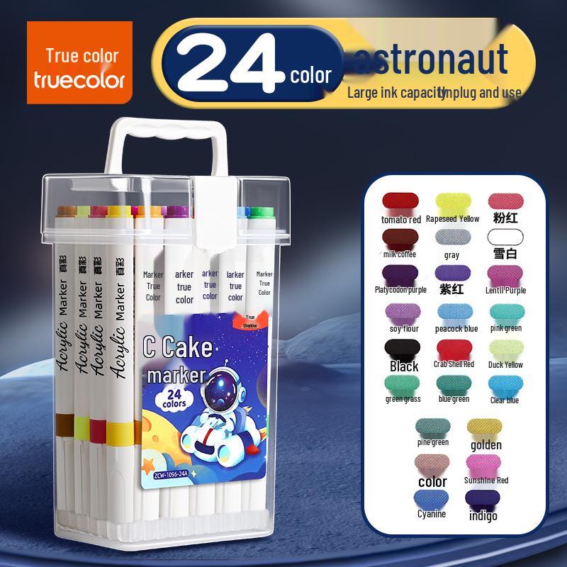 True Color Soft Tip Acrylic Marker Pens - Non-Bleeding, Stackable, Hand-Painted Graffiti & Watercolor Art Pens for Students