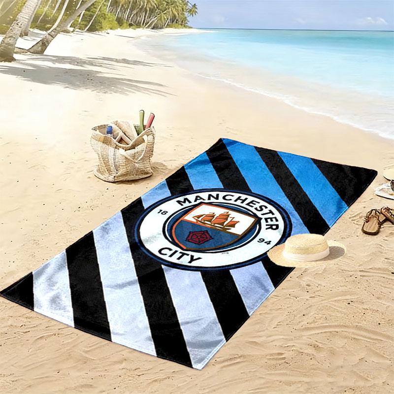 Manchester City Team Print Beach Towel, Large Soft Quick Dry Towel for Beach Camping Swimming