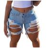 Women Elastic Destroyed Hole Leggings Short Pants Denim Shorts Ripped Jeans
