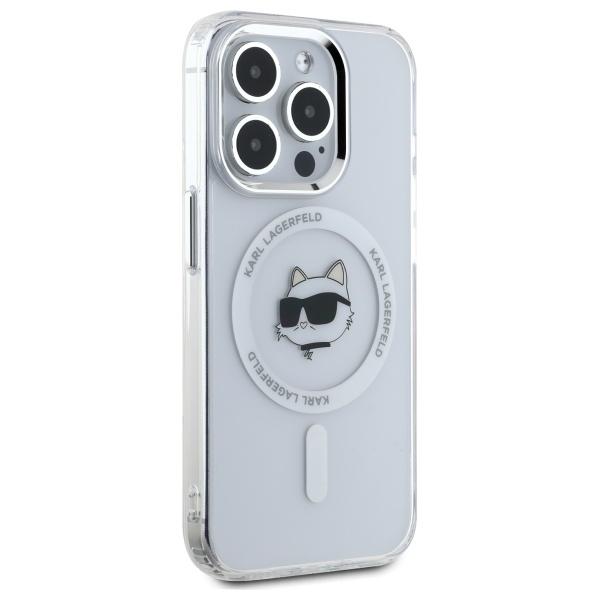 Karl Lagerfeld Klhmp15Lhlschh Iphone 15  Pro 6.1 Biały/White Hardcase Iml Metal Choupette Head Magsafe