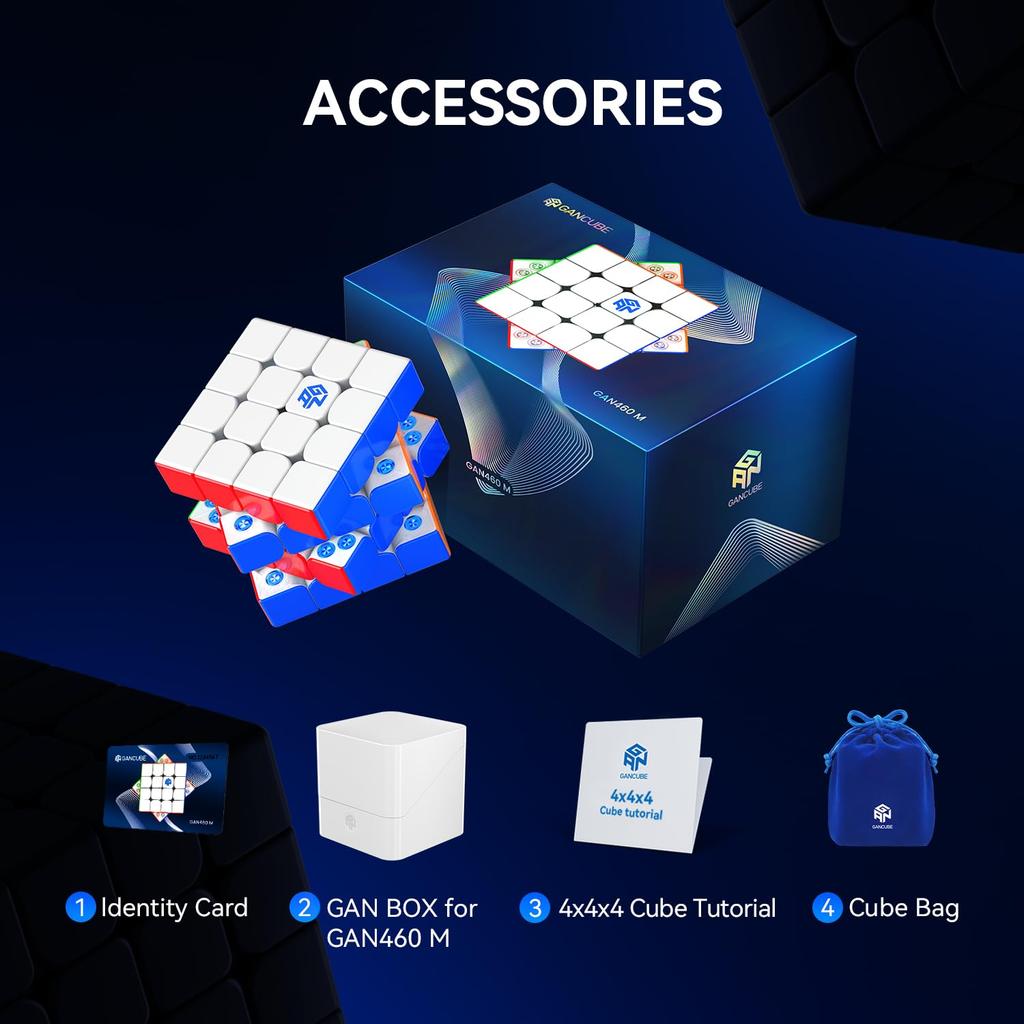 GAN460 M v2 Official GAN Cube Stickerless GAN460 M v2 4x4 Competition Magnetic Cube Easy to Turn Magic Cube (UV)