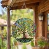 Ornement à suspendre au mur Arbre de Vie Panneau Rond, Vitrail Acrylique Attrape-Soleil Décoration Décoration, Fenêtre pour Intérieur Extérieur