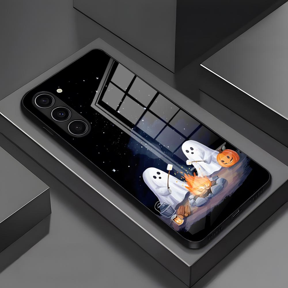 Cute Ghost Halloween Phone Case For Samsung A25 A13 A33 5G A54 A36 A35 A56 A52 A14 Shockproof Glass Cover