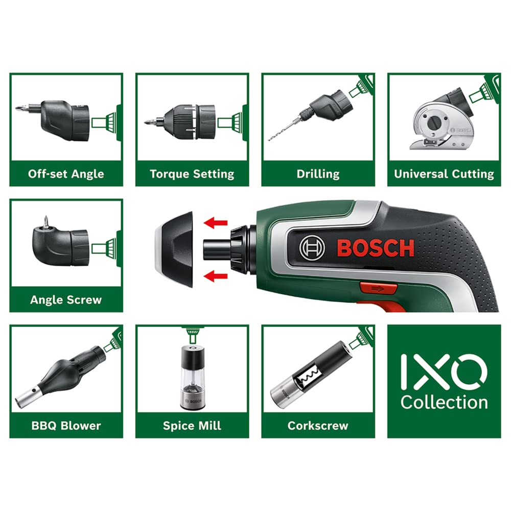BOSCH sladdlös skruvmejselbitsats magnetisk bit micro-USB-kabel med IXO7 (bara kroppen, (10 st), hållare, (Typ-B), fall)