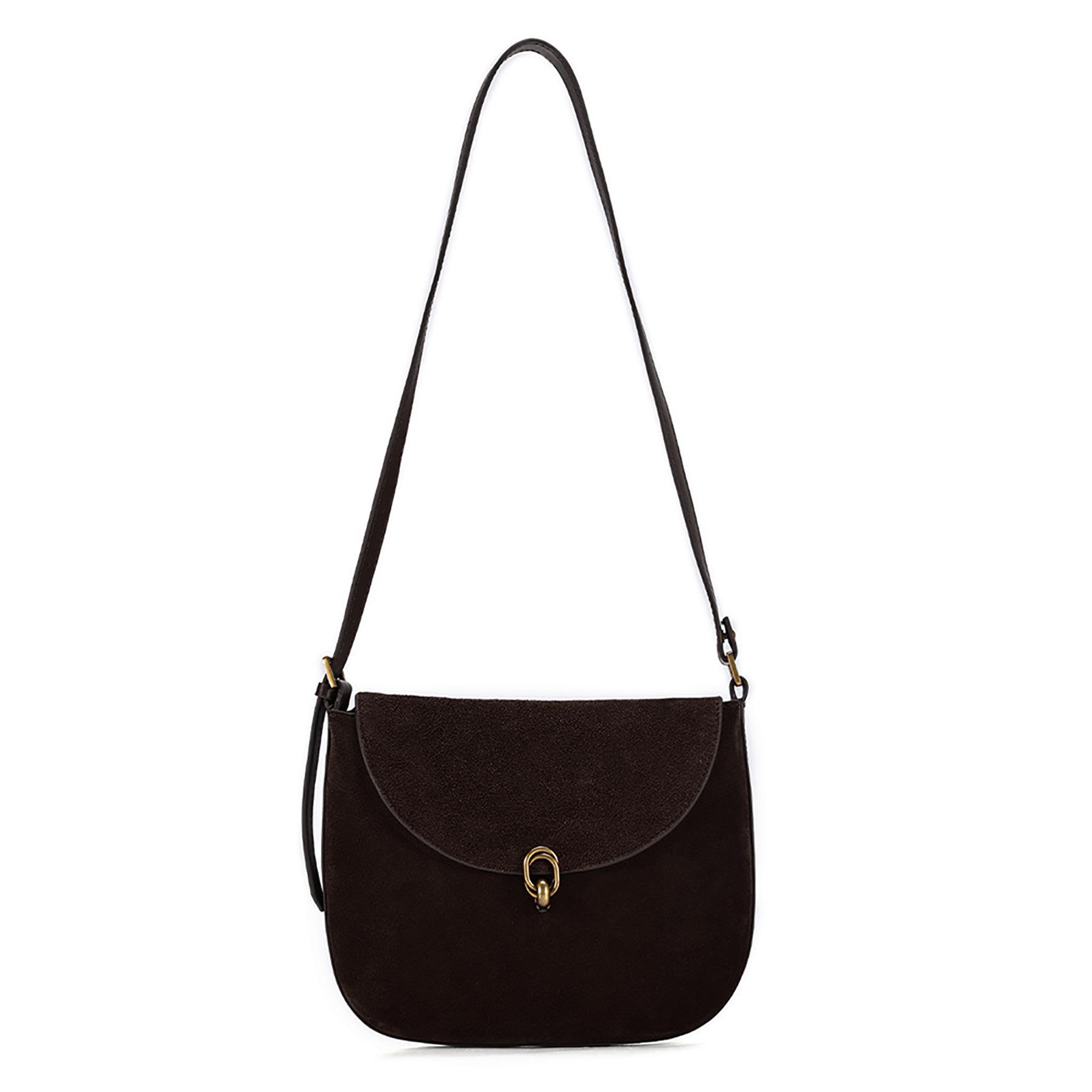 

Стильна жіноча сумка-сідло з натуральної замші на плече для повсякденних поїздок