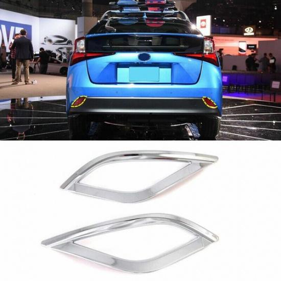 Chrome 2X Rear Fog Lamp Light Decor Cover Trim For Toyota Prius 2019-2021 Auto