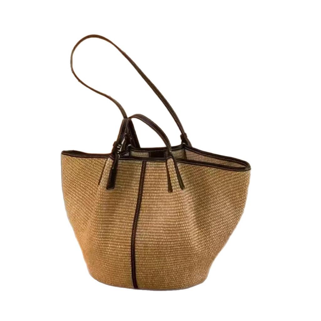 Frühling und Sommer Reise Strand Nischen Design Große Kapazität Tragetasche Einzelne Schulter Gewebte Tragetasche Urlaub Stroh Damen Tasche