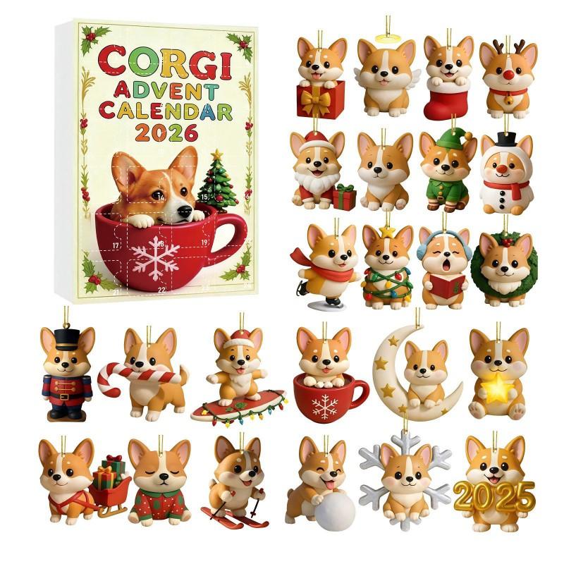 2026 Christmas Advent Calendar Blind Box Pet Series Acrylic Ornament Hanging Decor Tree