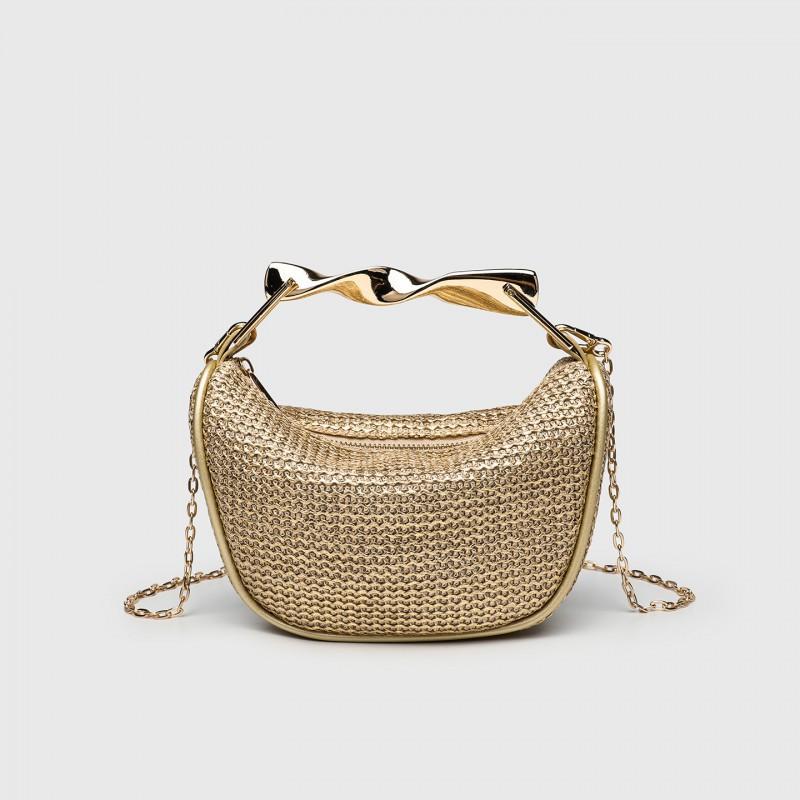 ZR Home Ähnlich Grenzüberschreitend Tragbar Gewebte Tasche Damen Neu Retro Kette Crossbody Stroh Unterarm
