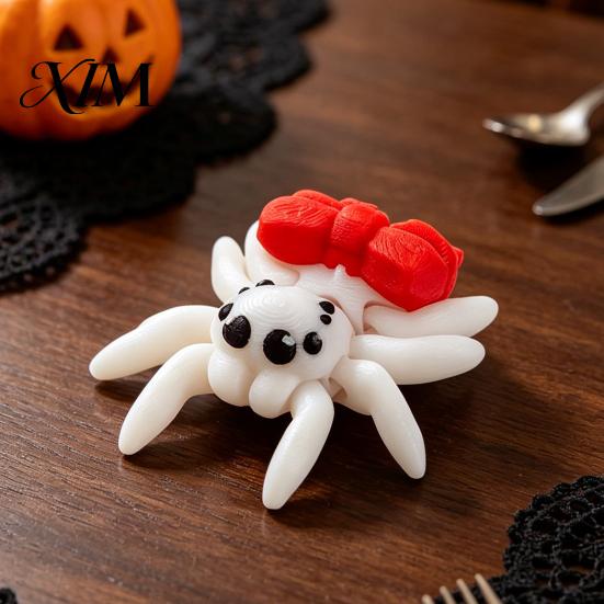 Plastic Party Gifts Halloween Spider Figurine, 3D Printed Articulated Joint with Glow Mysterious Nighttime Play Toys in Dark Eggs, Spooky Decor