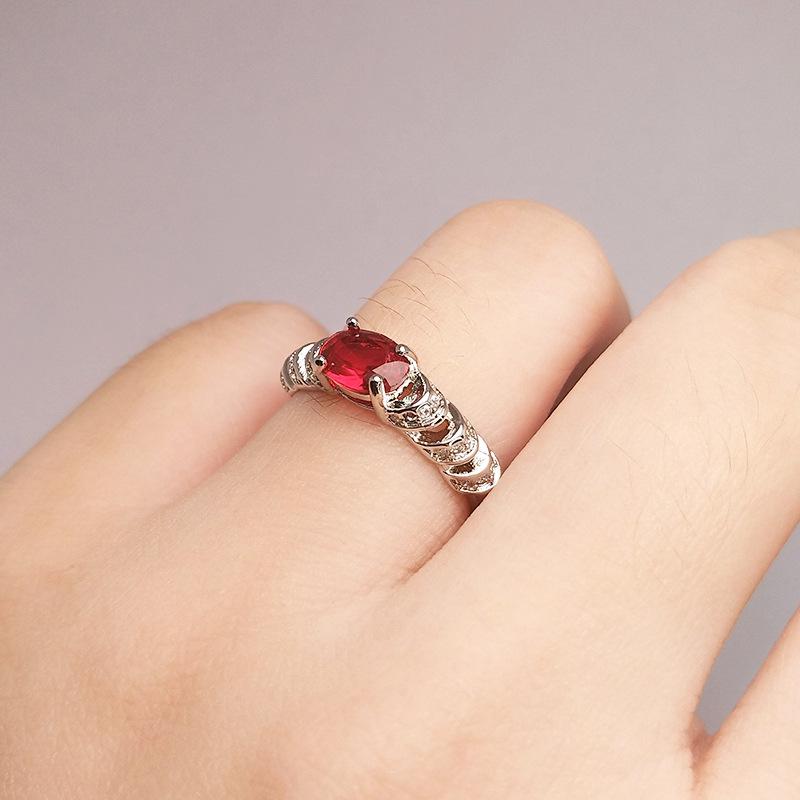 Imitation Ring Women'S Exquisite And Small Red Stone Design Sense Of Living Mouth Adjustable Ring