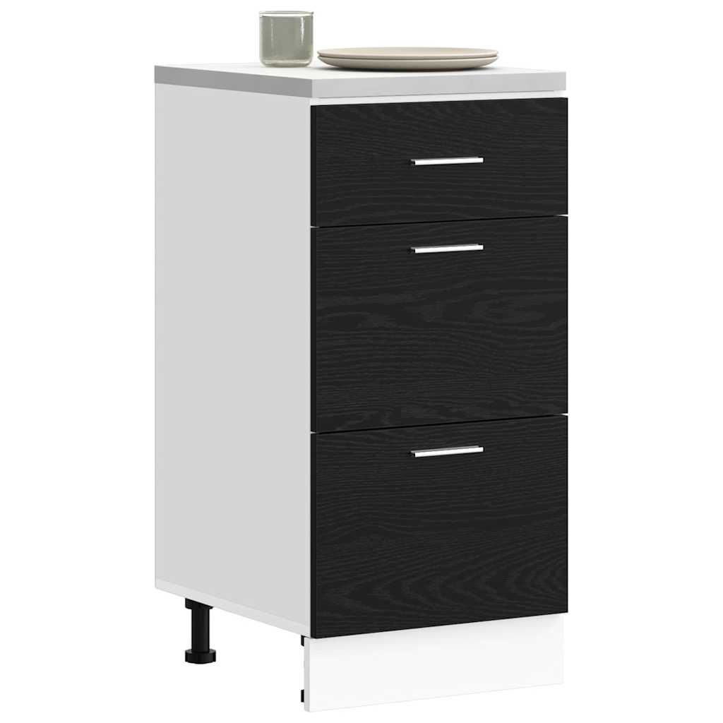 Kitchen Base Cabinet Black Oak Effect 40 x 46 x 81.5 cm