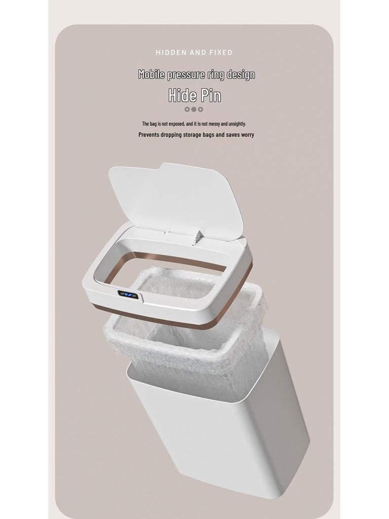 USB Rechargeable Smart Automatic Trash Can for Home - Living Room, Kitchen, Bathroom