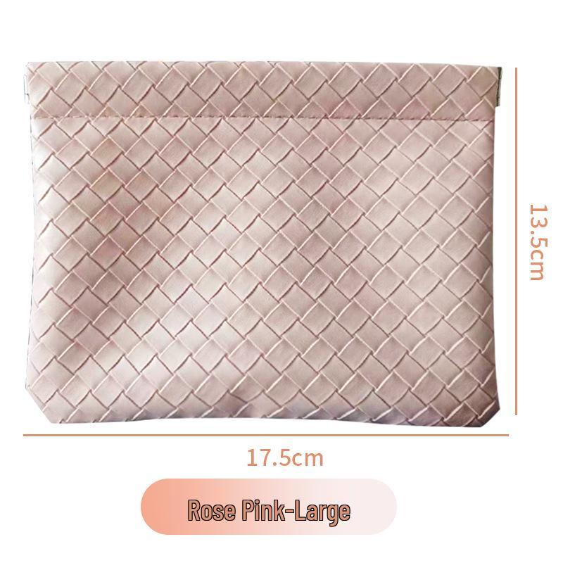 Portable Makeup Bag with Lipstick, Data Cable, Bluetooth Headset, Charger, and Key Storage; Automatic Closure Spring Sheet Design
