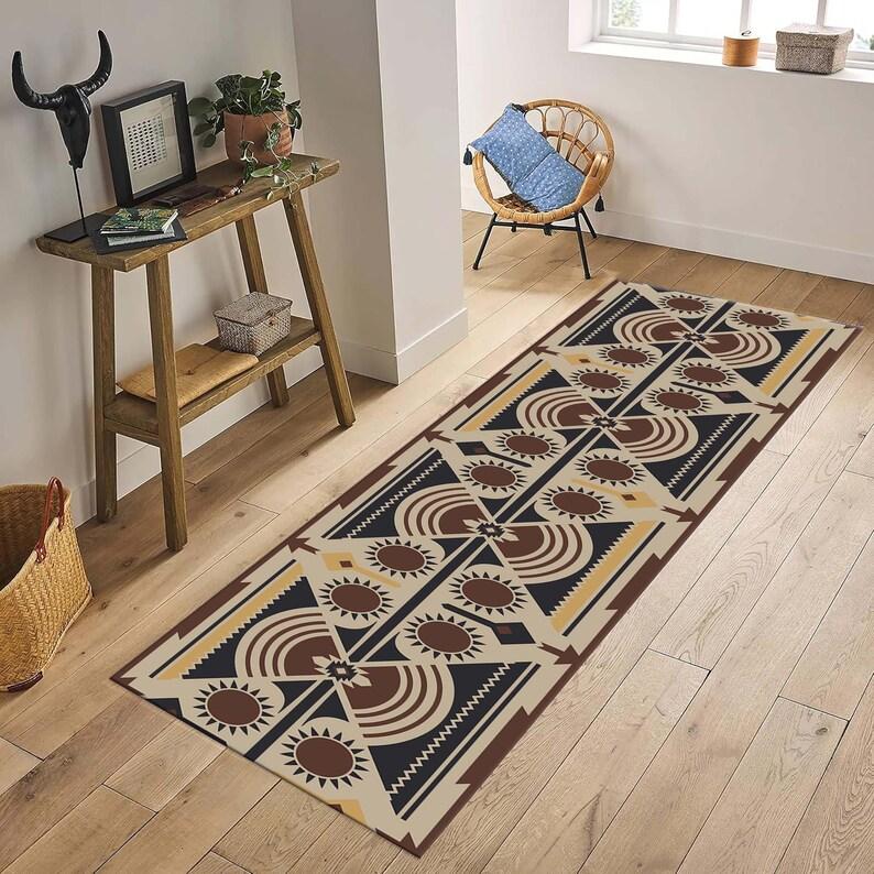 

Vintage Geometric Pattern Carpet Mat Rug Home Decoration Bohemian Retro Style Floor Area Rug Living Room Bedroom 40X120CM