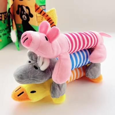 Cute Pet Dog Cat Plush Toys with Squeak Sound Funny Fleece Chew Molar Toy Durability for All Pets Elephant Duck Pig