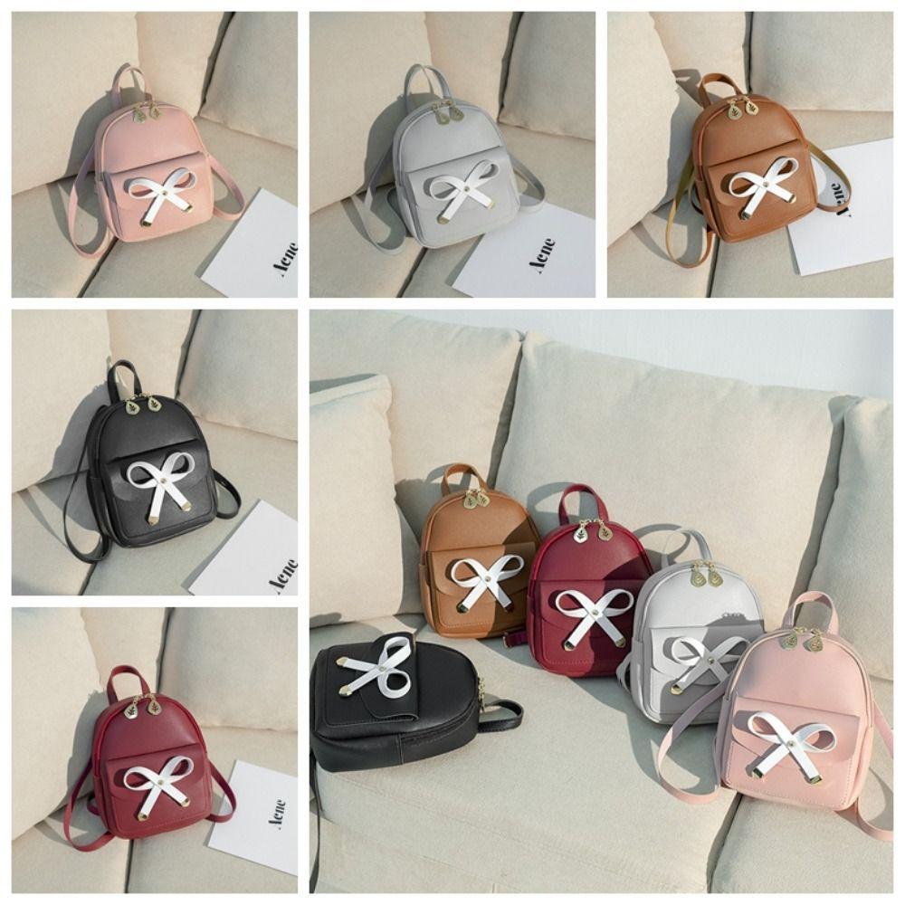 

Cute Women Mini Backpack Graceful Big Bow-knot Backpack Sweet Small School Bags Girl рожевий