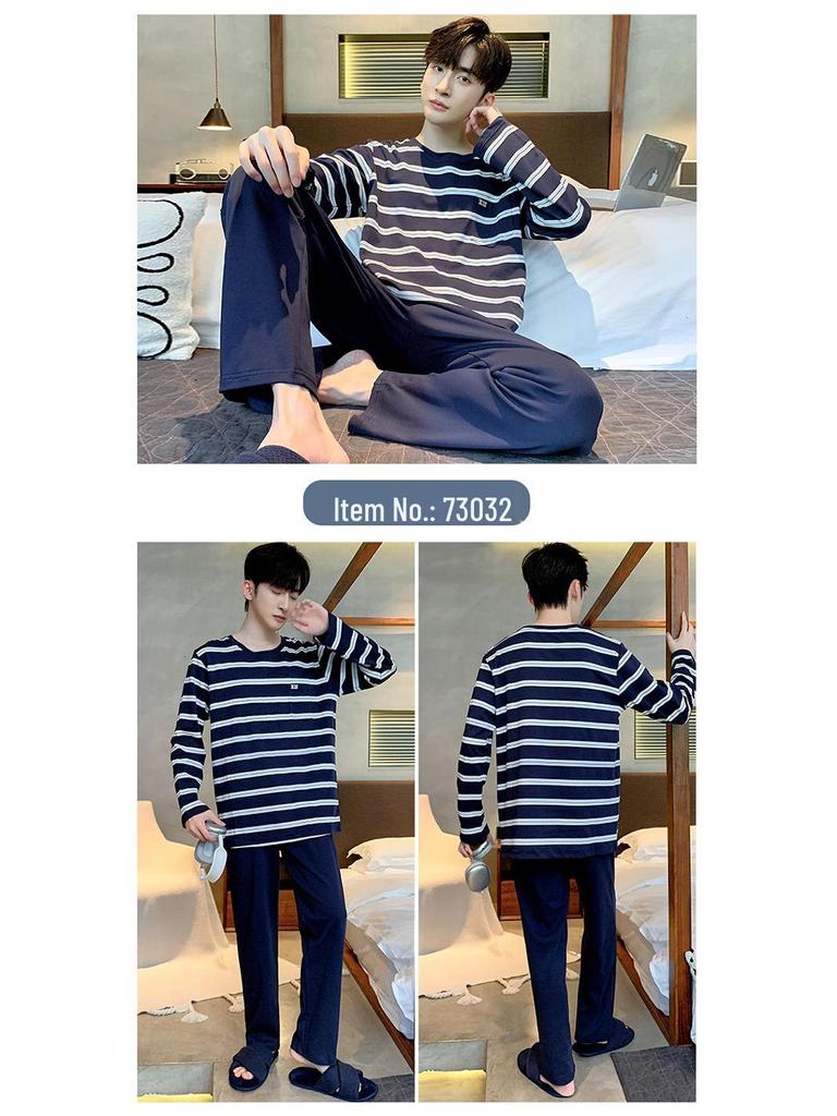 Pánské 2023 Jaro & Podzim Čistá Bavlna Dlouhý Rukáv Nadměrná Velikost Ležérní Domácí Oblečení