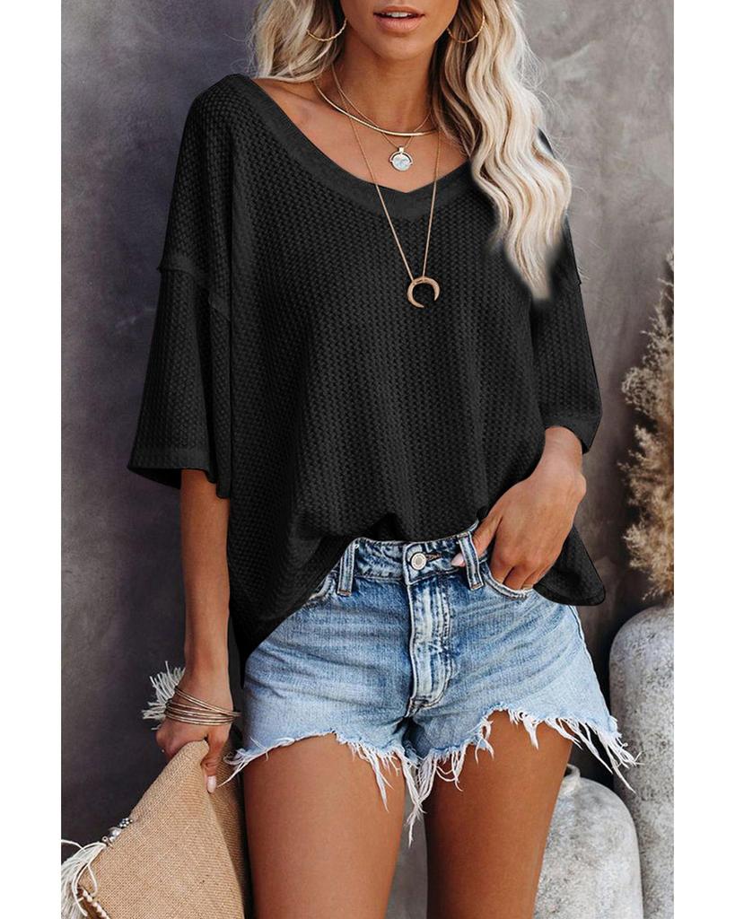 Azura Exchange Waffle Knit Loose Top