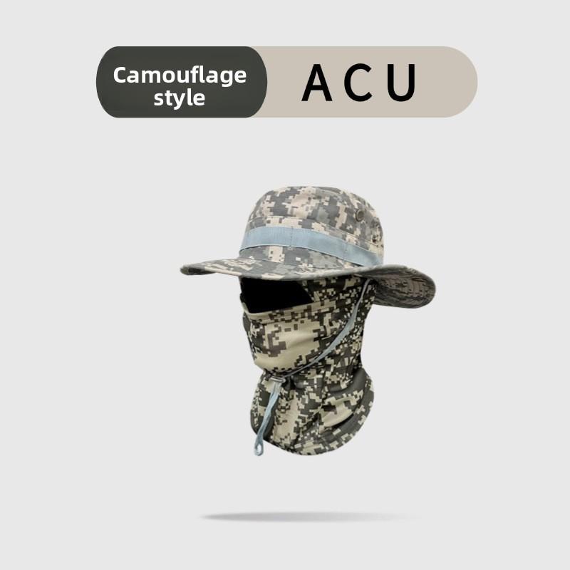 Cappello Mimetico a Tesa Larga Con Protezione Solare Per Escursionismo e Pesca all'Aperto