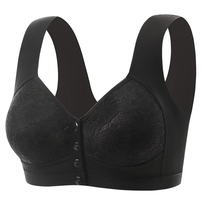 Seamless Ice Silk Bra for Mature Women Front Closure Fixed Cup Thin Tank Top Wireless Sports Bra Push Up Comfortable Supportive Underwear