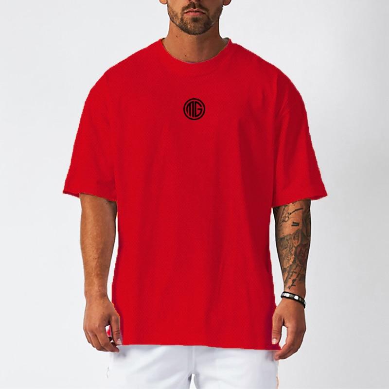 Do The Work  Oversized Mens Dropped Shoulder Bodybuilding Fitness Workout Mesh Summer Loose Quick Dry Gym Sports Printed T-shirt