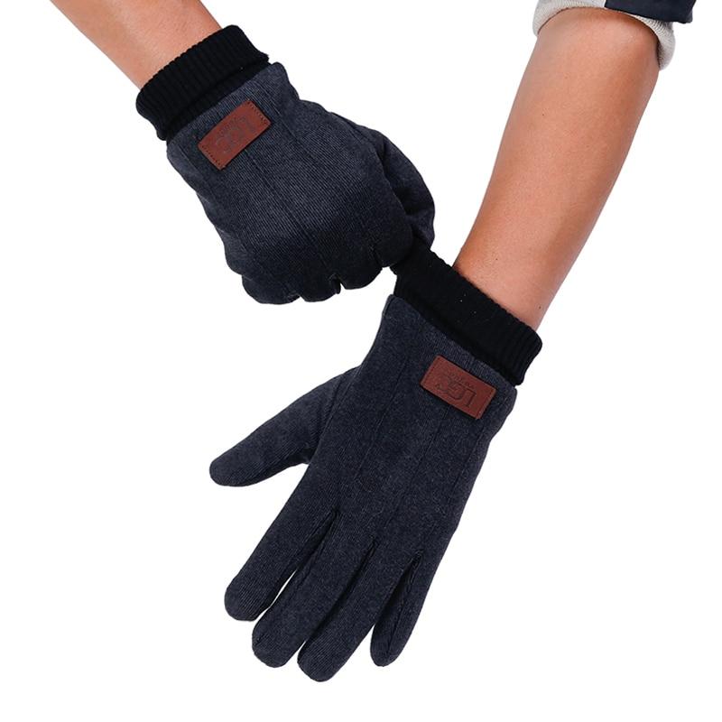Men Gloves Winter Touch Screen Plush Inside Keep Warm Outdoor Windproof Cycling Driving Male Gloves