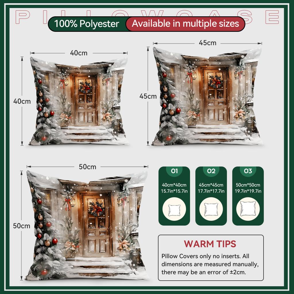 Christmas Themed Winter Street Houses Cushions Pillowcase Cushion Cover Throw Pillow Sofa Decoration Pillowcover Home Car Decor